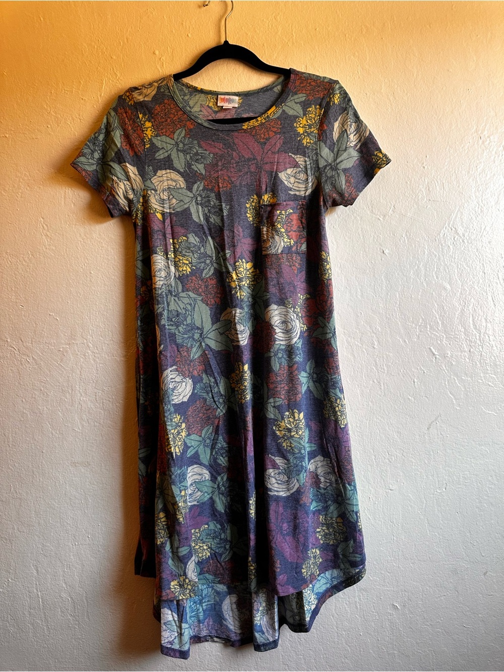 LuLaRoe - Floral Short-Sleeve Carly Swing Dress - Purple Multi